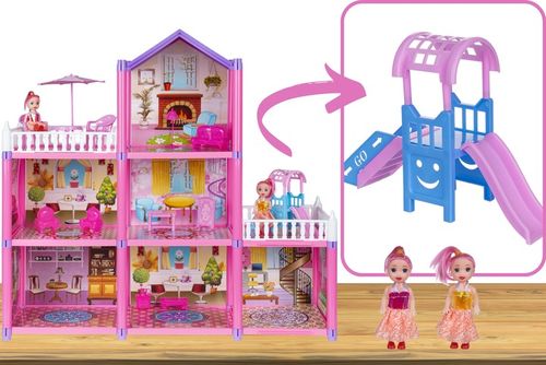 DOMEK DLA LALEK 2 LALKI MEBLE 129 ELEMENTÓW DUŻY na Arena.pl