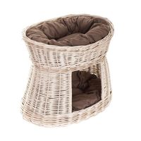 CARI BUDA DLA KOTA LEŻAK DLA ZWIERZĄT DOMEK DLA KOTA Z WIKLINY PIĘTROWY Z PODUSZKAMI 50X40 H45 CM
