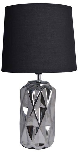 Lampa ceramiczna srebrna z czarnym abażurem na Arena.pl