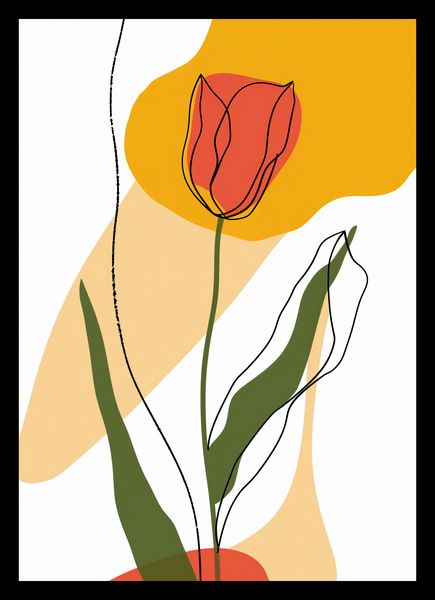 Plakat 21x29,7cm Przerysowany Tulipan zdjęcie 2