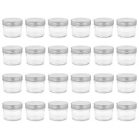 Szklane słoiki na dżem, srebrne pokrywki, 24 szt., 110 ml