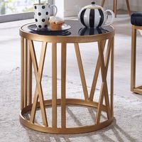 METALOWY OKRĄGŁY STOLIK KAWOWY DO SALONU ZŁOTY