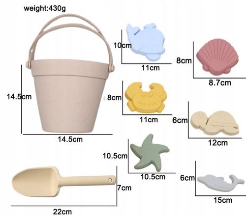 SILIKONOWE ZABAWKI DO PIASKU MIĘKKIE DO WODY NA PLAŻĘ WIADERKO FOREMKI na Arena.pl