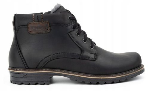 Buty zimowe męskie trzewiki skórzane na zamek POLSKIE J35S czarne 43 na Arena.pl