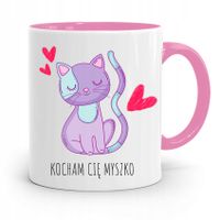 Kubek Różowy Na Walentynki Kocham Cię Myszko Z Nadrukiem Ze Zdjęciem