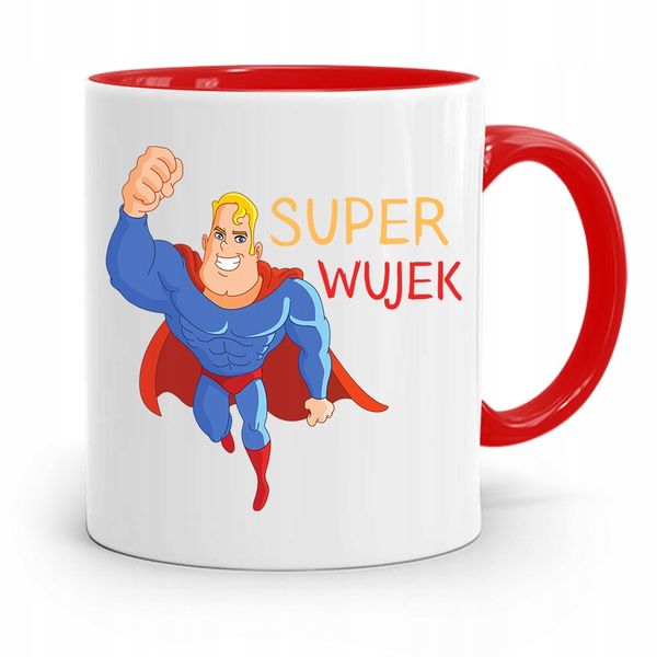 Kubek Czerwony Dla Wujka Na Imieniny Super Wujek Z Nadrukiem Ze Zdjęciem zdjęcie 1