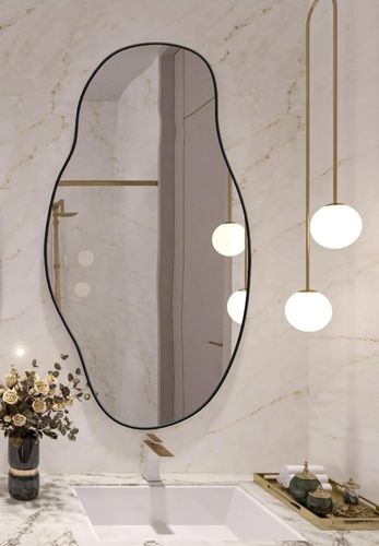 Lustro ścienne asymetryczne 40x75 cm - Czarna rama na Arena.pl