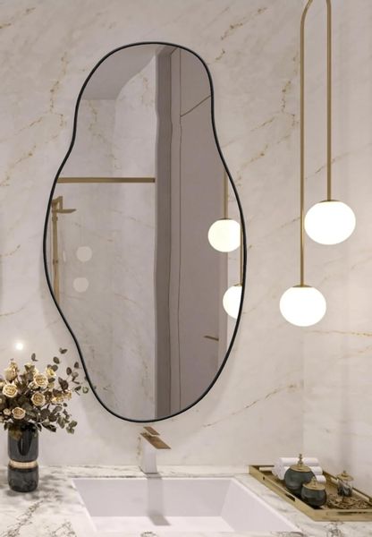 Lustro ścienne asymetryczne 40x75 cm - Czarna rama zdjęcie 2