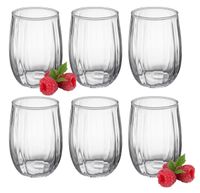 Komplet zestaw 6 szklanek do napojów wody drinków 370 ml ryflowany wzór