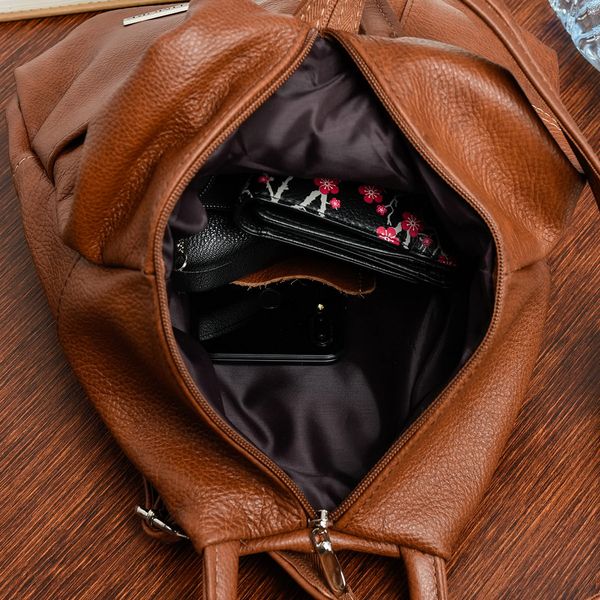 BELTIMORE plecak damski skórzany trójkątny elegancki V478 brązowy zdjęcie 3