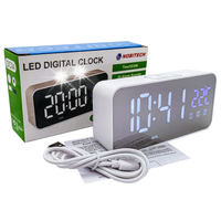 BUDZIK ZEGAR ELEKTRONICZNY LED GŁOŚNY STOJĄCY TEMPERATURA DATA + KABEL USB