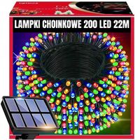 ŚWIĄTECZNE LAMPKI CHOINKOWE SOLARNE 200LED ZEWNĘTRZNE MULTIKOLOR 22M