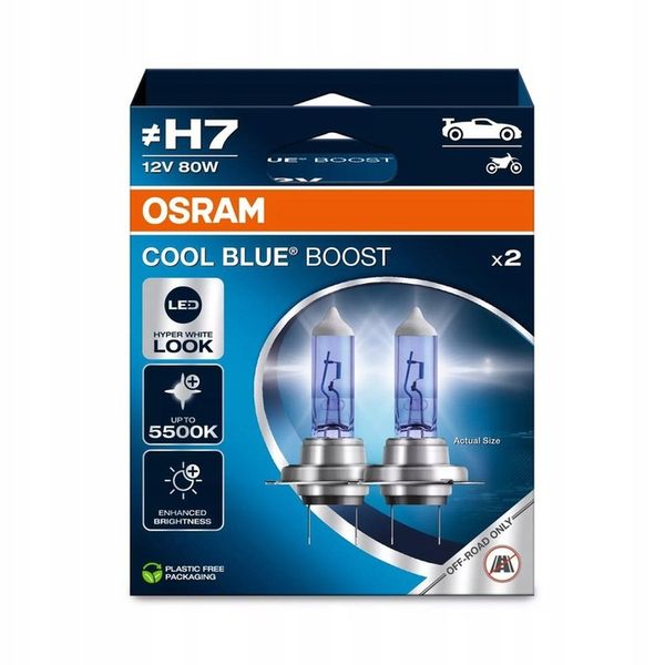 ŻARÓWKI H7 OSRAM COOL BLUE HYPER BOOST 80W 5500K zdjęcie 1