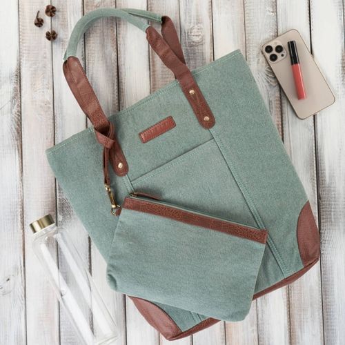 torebka damska shopper duża na ramię z dodatkową kosmetyczką wegańska na Arena.pl