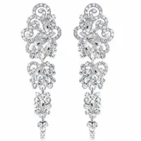 KOLCZYKI - kolor srebrny - CYRKONIE kryształki ŚLUBNE długie