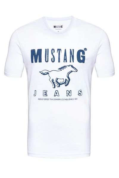 MUSTANG T SHIRT BASIC PRINT TEE GENERAL WHITE 1008372 2045 XL zdjęcie 1
