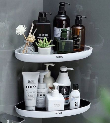 2x PÓŁKA ŁAZIENKOWA NAROŻNA POD PRYSZNIC ECOCO czarno-biała na Arena.pl