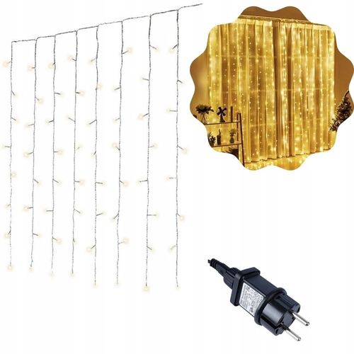 KURTYNA led 1 x 2 m światło białe ciepłe 240 led transparentny kabel TIMER na Arena.pl