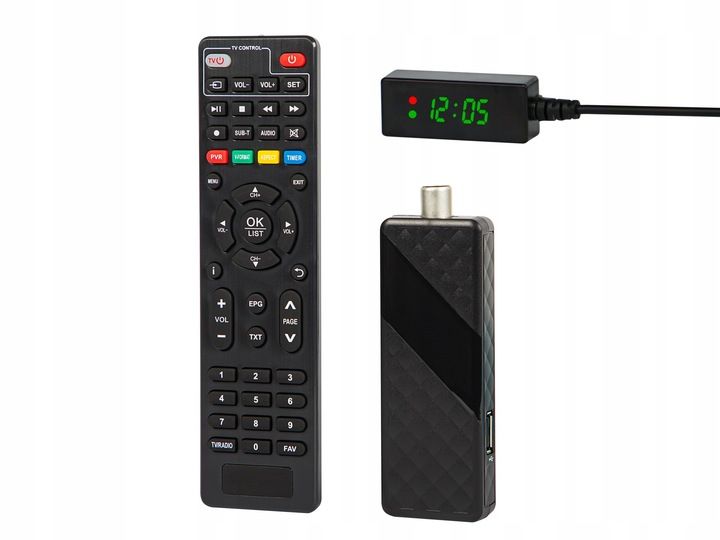 DEKODER TUNER TV DVB-T2 HEVC H.265 FULL HD MINI STICK PILOT ZESTAW HDMI USB zdjęcie 16
