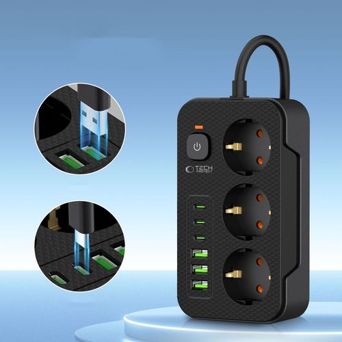 TECH-PROTECT PC3X6 POWER STRIP 3 USB & 3 TYPE-C & 3 SOCKET 200CM BLACK na Arena.pl