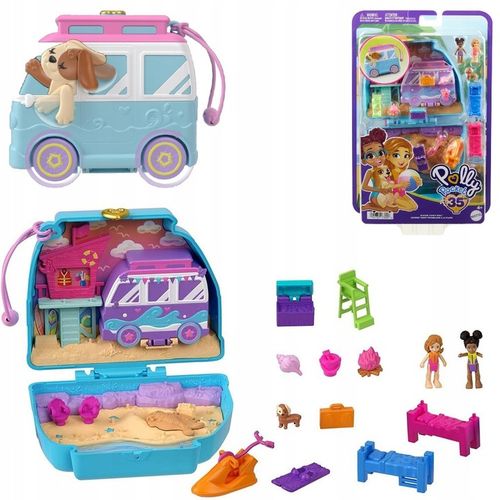 ZESTAW KOMPAKTOWY POLLY POCKET PLAŻOWY PIESEK MINIVAN plus LALKI I DODATKI na Arena.pl