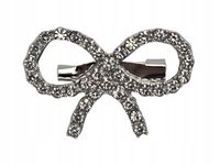 Elegancka broszka kokardka z cyrkoniami kolor srebrny 3cm
