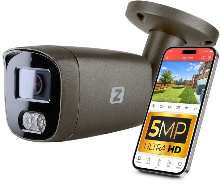 Kamera Zewnętrzna IP PoE 5MPx 30m IR, 2.8mm, AUDIO , DETEKCJA IP67 SZARA zdjęcie 1