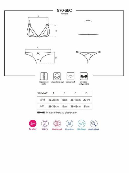 Odważny Komplet - Obsessive 870-SEC-3 S/M zdjęcie 5