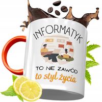 Kubek Pomarańczowy Dla Informatyka Programisty Z Nadrukiem Ze Zdjęciem