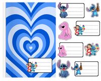 NAKLEJKI NA ZESZYT ZESZYTY NALEPKA 8szt - LILO I STICH WZORY Z BAJEK POSTAĆ