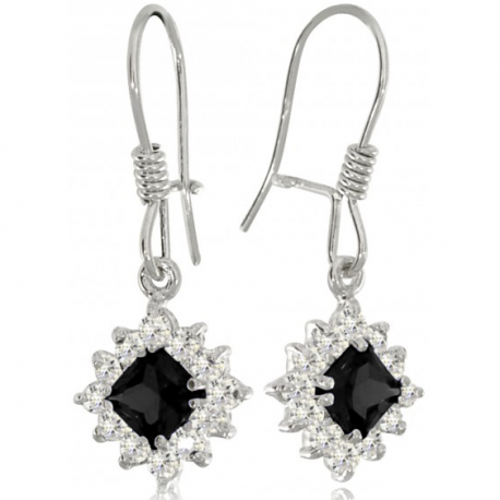 SREBRNY KOMPLET KARMAZYCJA Z CZARNYMI CYRKONIAMI PRÓBA SREBRA 925 zdjęcie 2