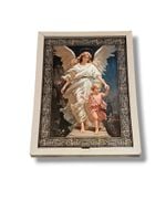 Obraz 3D Anioł Stróż Z Dziewczynką 28X19,5 Cm Drewno 18 Mm