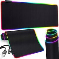 DUŻA GAMINGOWA PODKŁADKA POD MYSZKĘ RGB XXL PODŚWIETLANA LED MATA NA BIURKO