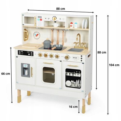 Duża Interaktywna Edukacyjna Drewniana Kuchnia z Oświetleniem LED 2 Poziomy na Arena.pl