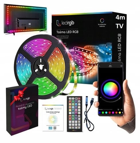 TAŚMA LED 4M RGB USB 5050 do TV Ledy PILOT APLIKACJA ZESTAW PAMIĘC KOLORU na Arena.pl