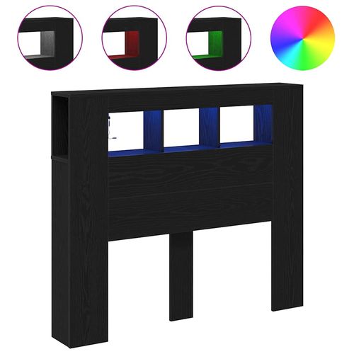 Wezgłowie LED z półką Czarny dąb 120 x 18.5 x 103.5 cm na Arena.pl