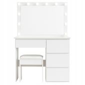 TOALETKA KOSMETYCZNA 90cm BIAŁA Z LUSTREM I OŚWIETLENIEM LED STORMY