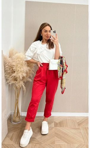 Spodnie Włoskie Wiya Bawełniane z Patką Uni Pagent Blue na Arena.pl