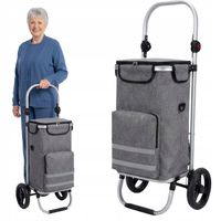 Składany Wózek na Zakupy Torba Rączka Regulowana Kieszeń termiczna 42