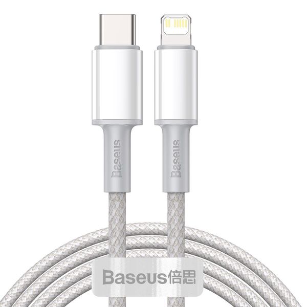 Kabel USB-C do Lightning Baseus High Density Braided, 20W, PD, 2m (biały) zdjęcie 1