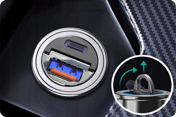 ZESTAW MAŁA MOCNA SZYBKA ŁADOWARKA DO AUTA QC3.0 PD20W Z MOCNYM KABLEM 5W1 zdjęcie 8