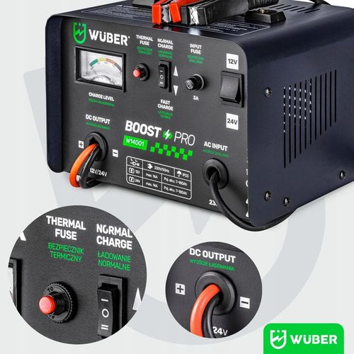 PROSTOWNIK AKUMULATOROWY 16A SAMOCHODOWY 7-180AH DO ŁADOWANIA 12V24V WUBER na Arena.pl