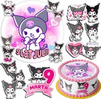 ZESTAW OPŁATEK NA TORT 30CM +17 POSTACI - KURO.MI + IMIĘ 24CM 26CM