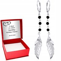 Srebrne Kolczyki 925 Wiszące Długie Skrzydła Angielskie na Prezent