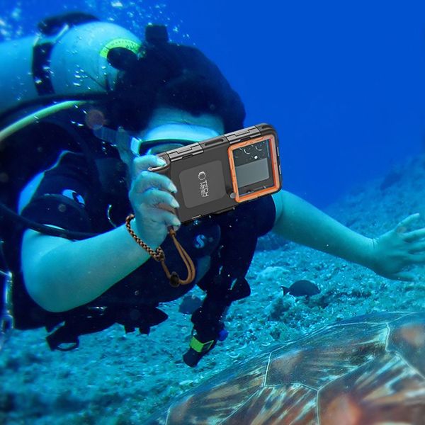 tech-protect ipx8 universal diving waterproof case black/orange zdjęcie 7