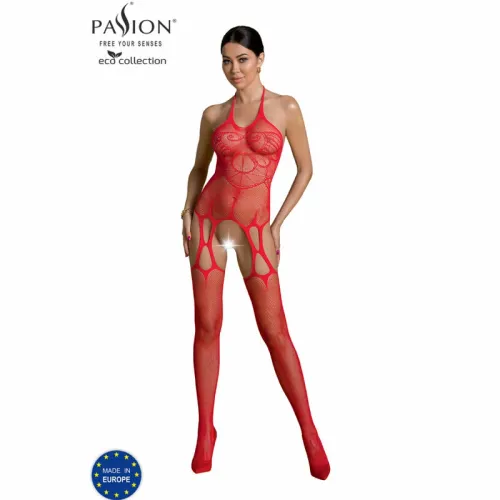 passion eco collection bodystocking bs002 czerwony, ekologiczny materiał na Arena.pl