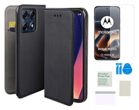 Etui z klapką do MOTOROLA EDGE 70 PRO 5G czarny case + folia ochronna TPU
