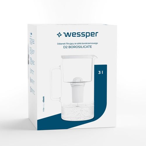 Dzbanek filtrujący szklany Wessper WES202-WH 3l Biały 1x filtr na Arena.pl