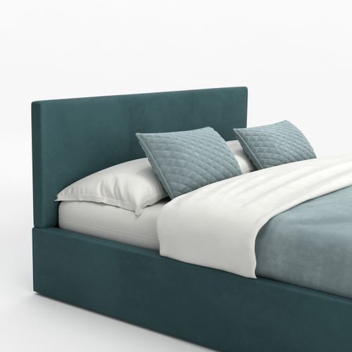 ŁÓŻKO TAPICEROWANE 160x200 ŁÓŻKO PODWÓJNE Z POJEMNIKIEM TURKUSOWE na Arena.pl