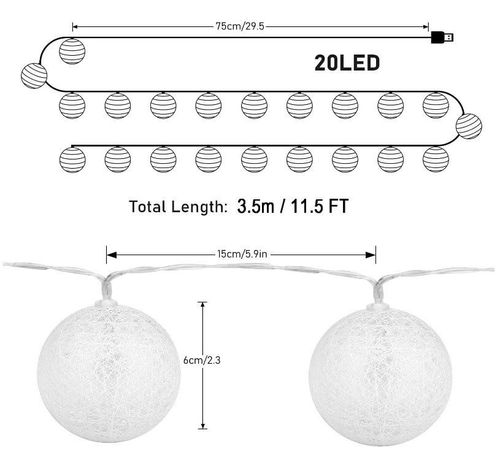 Białe Bawełniane Kule Led 3.5 M na Arena.pl